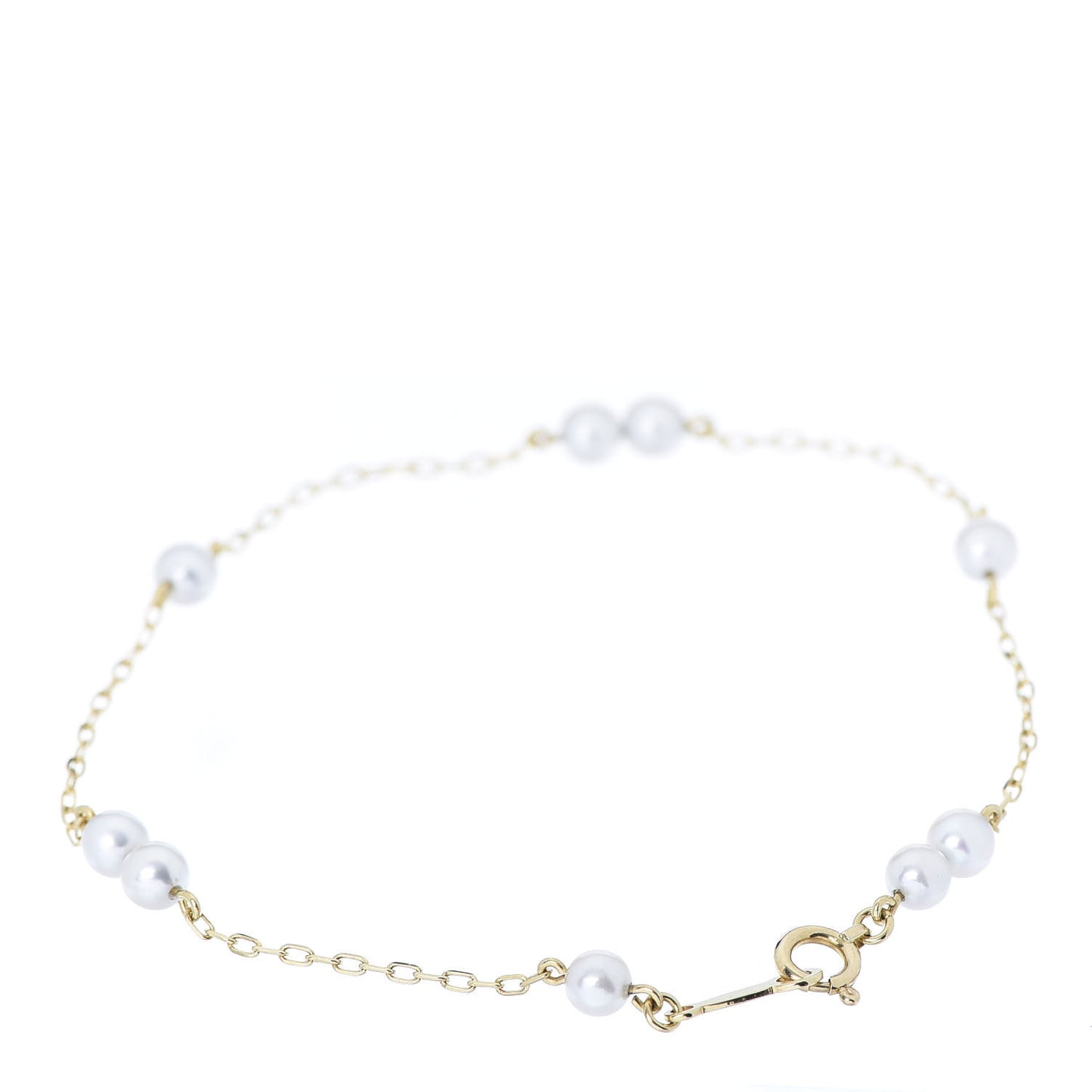 18K Yellow Gold Akoya Pearl 4mm Station Bracelet