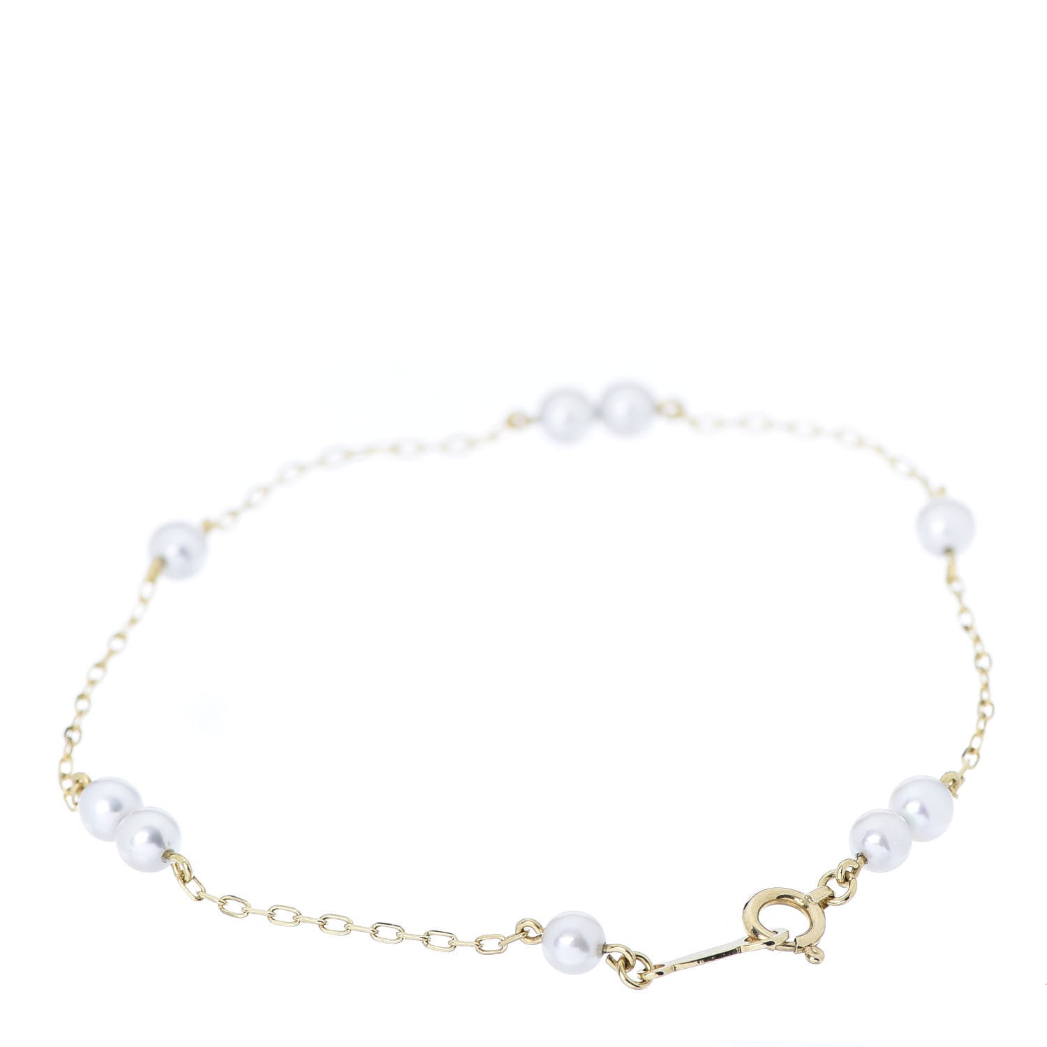 Mikimoto 18K Yellow Gold Akoya Pearl 4mm Station Bracelet 3 of 4