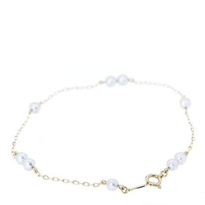 Mikimoto 18K Yellow Gold Akoya Pearl 4mm Station Bracelet 3 of 4