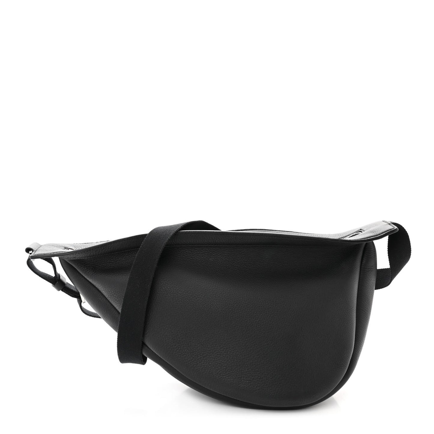 Grained Calfskin Large Slouchy Banana Bag Black