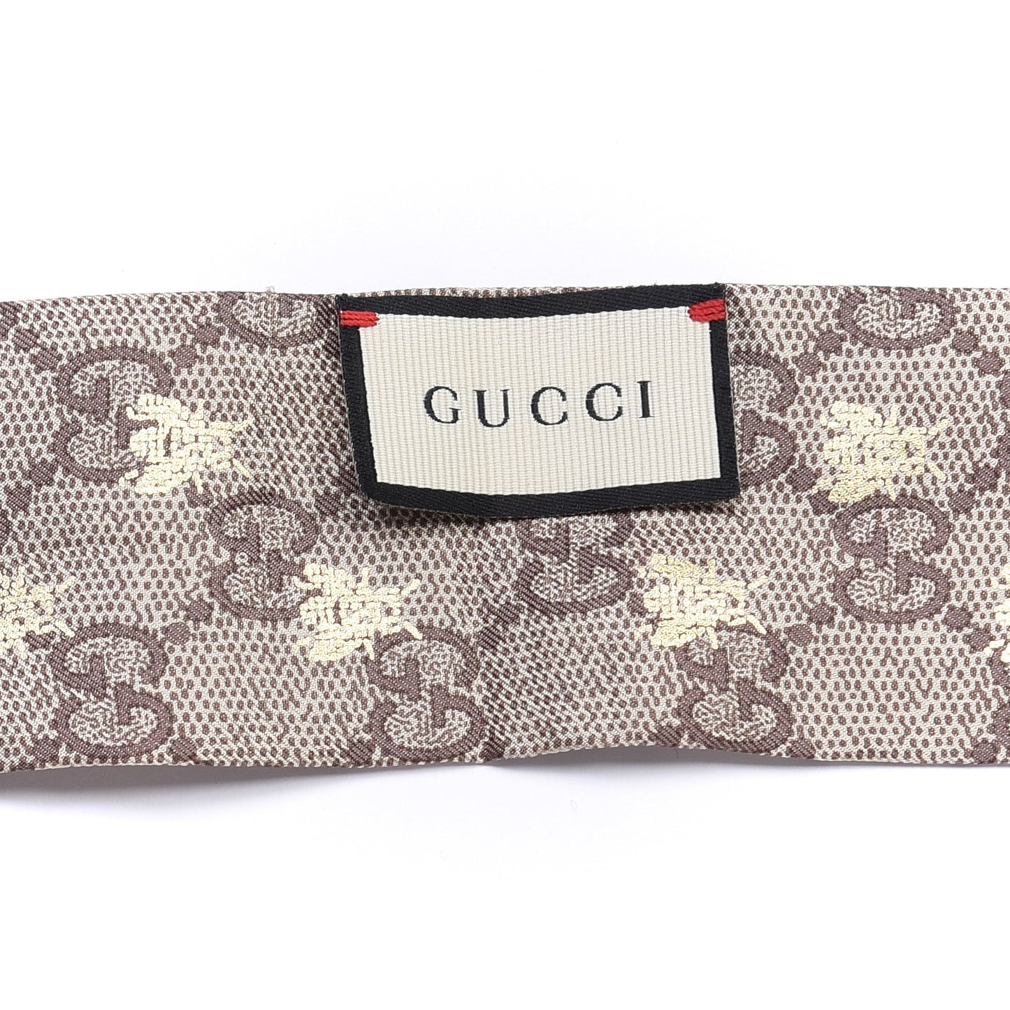 Silk Twill GG Monogram GG Bee Neck Bow Scarf Black Red