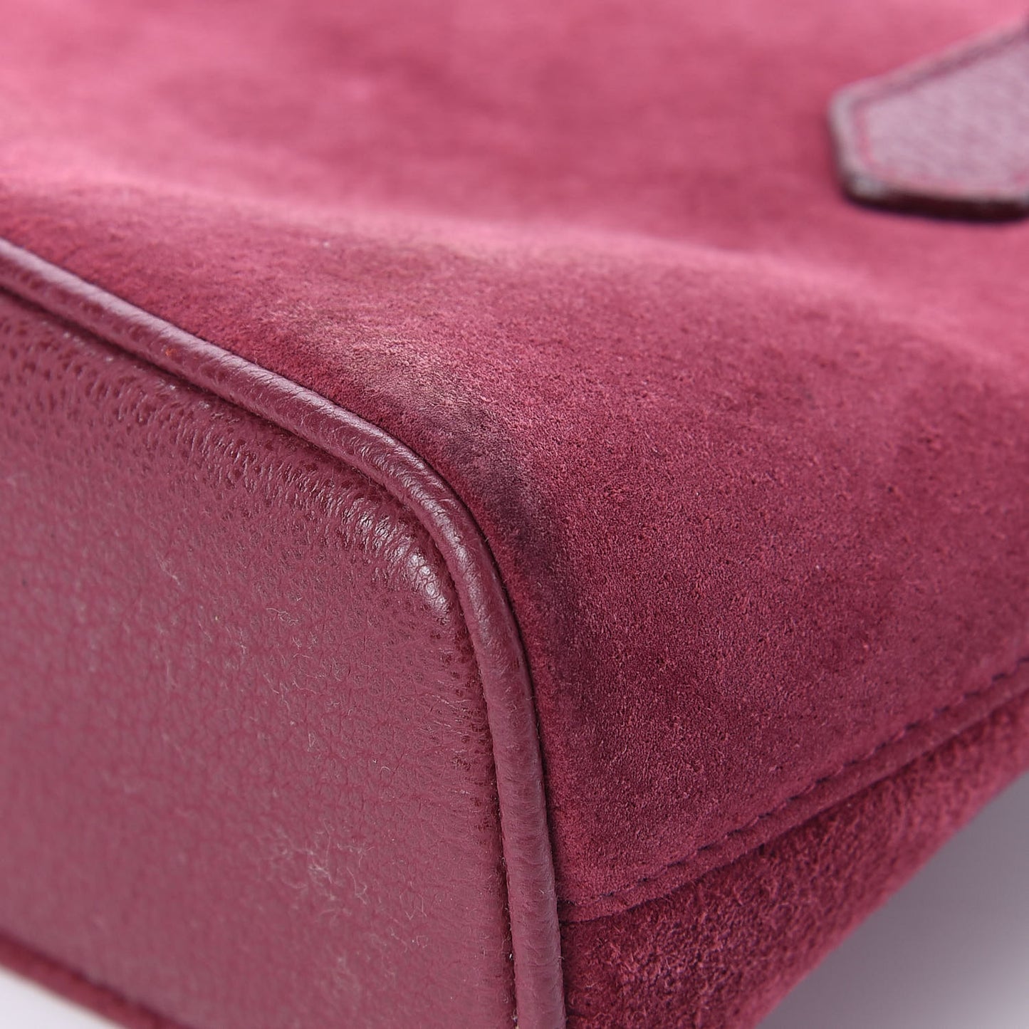 Suede Mini Bamboo Handle Bag Bordeaux