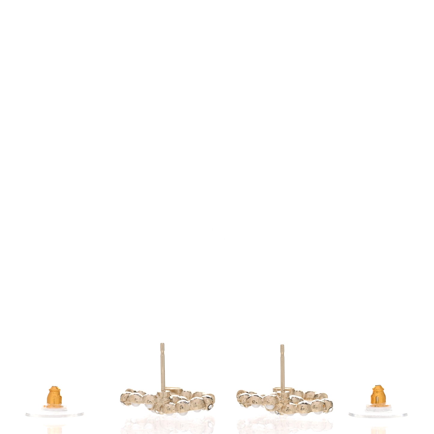 Pearl Crystal CC Earrings Gold