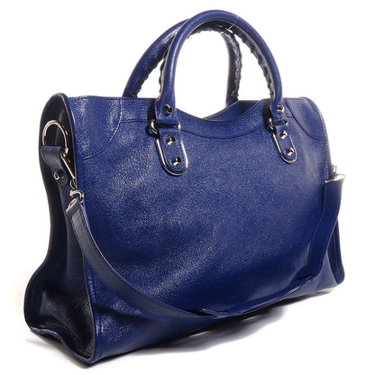 Balenciaga Chevre Silver Metallic Edge Hardware City Bleu Roi 3 of 12