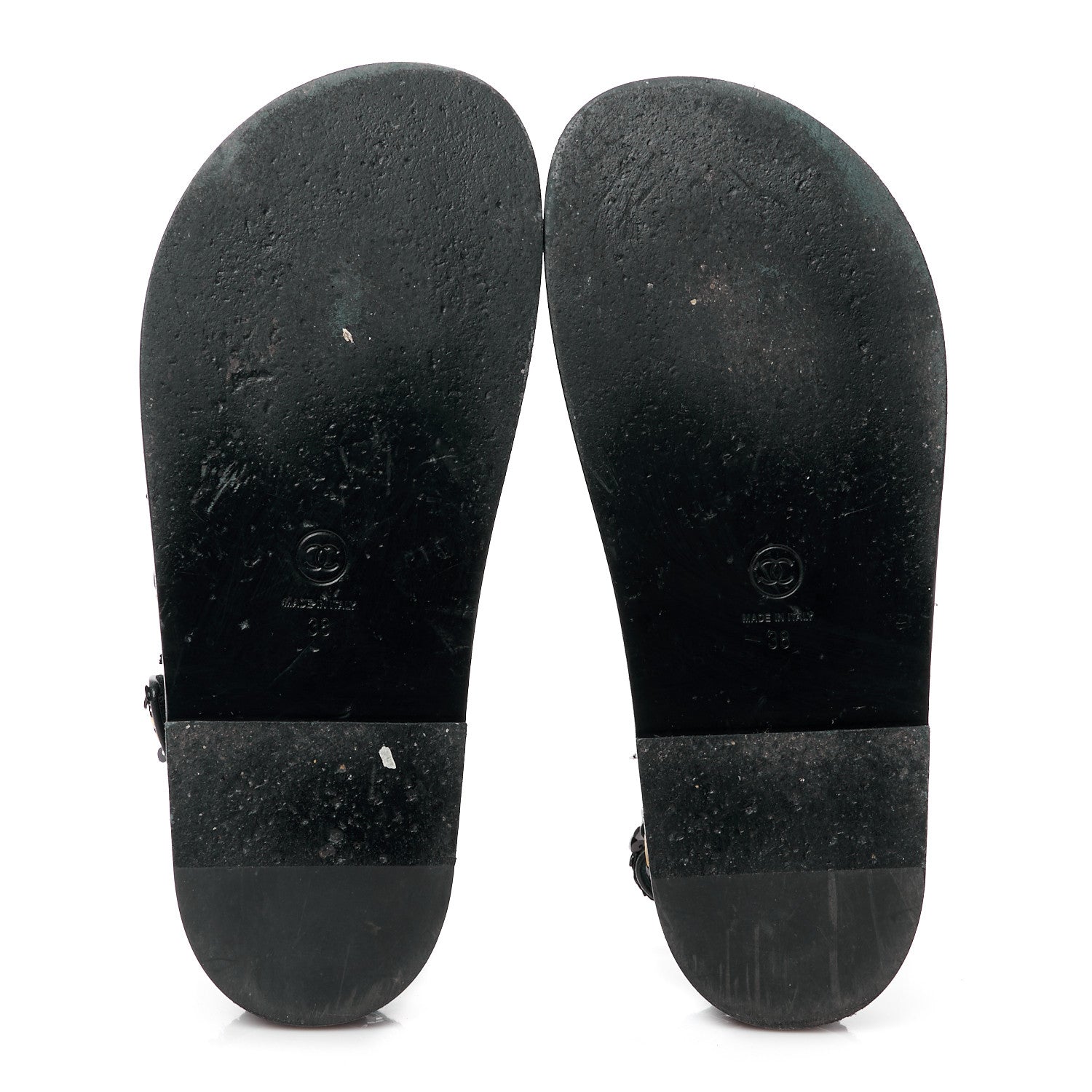 Chanel Sequin Knit Velcro Dad Sandals 38 Black 6 of 12