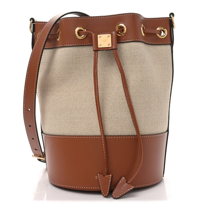 Celine Canvas Calfskin Small Drawstring Cabas Natural Tan 1 of 9