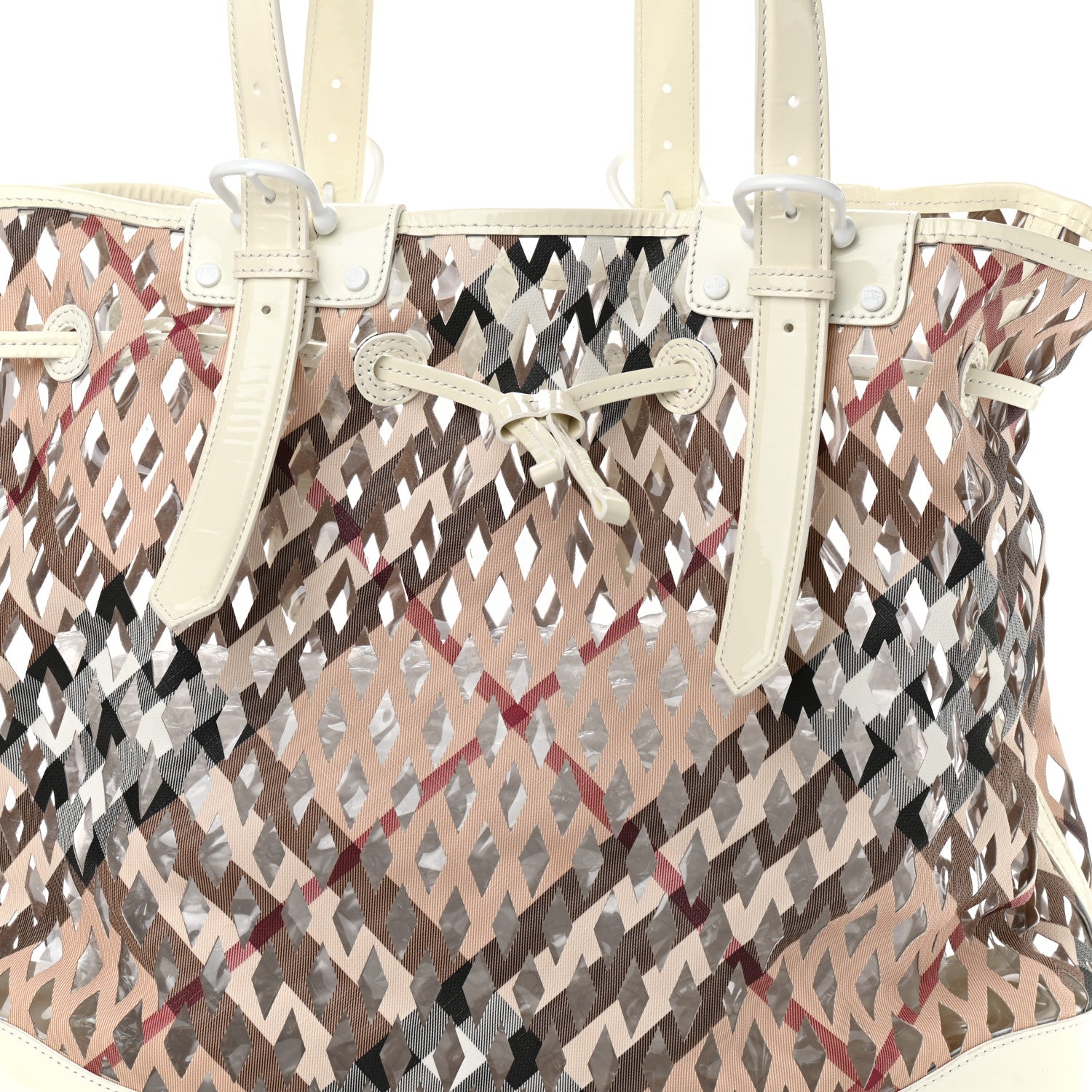 Burberry Supernova Check Net Drawstring Bag White 8 of 13