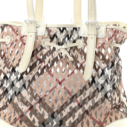 Burberry Supernova Check Net Drawstring Bag White 8 of 13