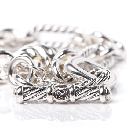 David Yurman Sterling Silver 18K Yellow Gold Cable Heart Charm Bracelet 5 of 5