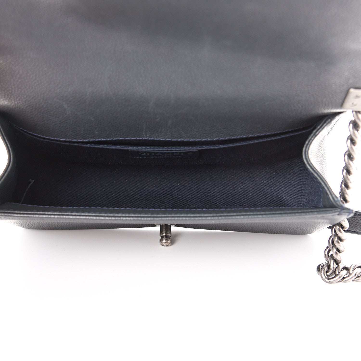 Chanel Caviar Stitched Medium Boy Flap Blue 4 of 11