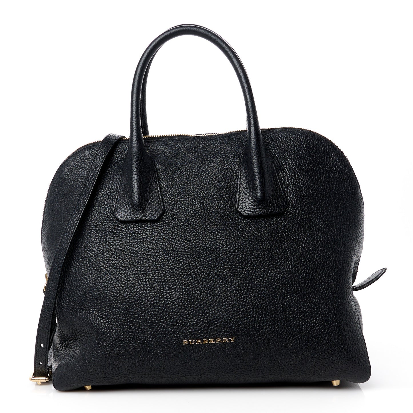 London Grainy Calfskin Small Greenwood Bowling Bag Black