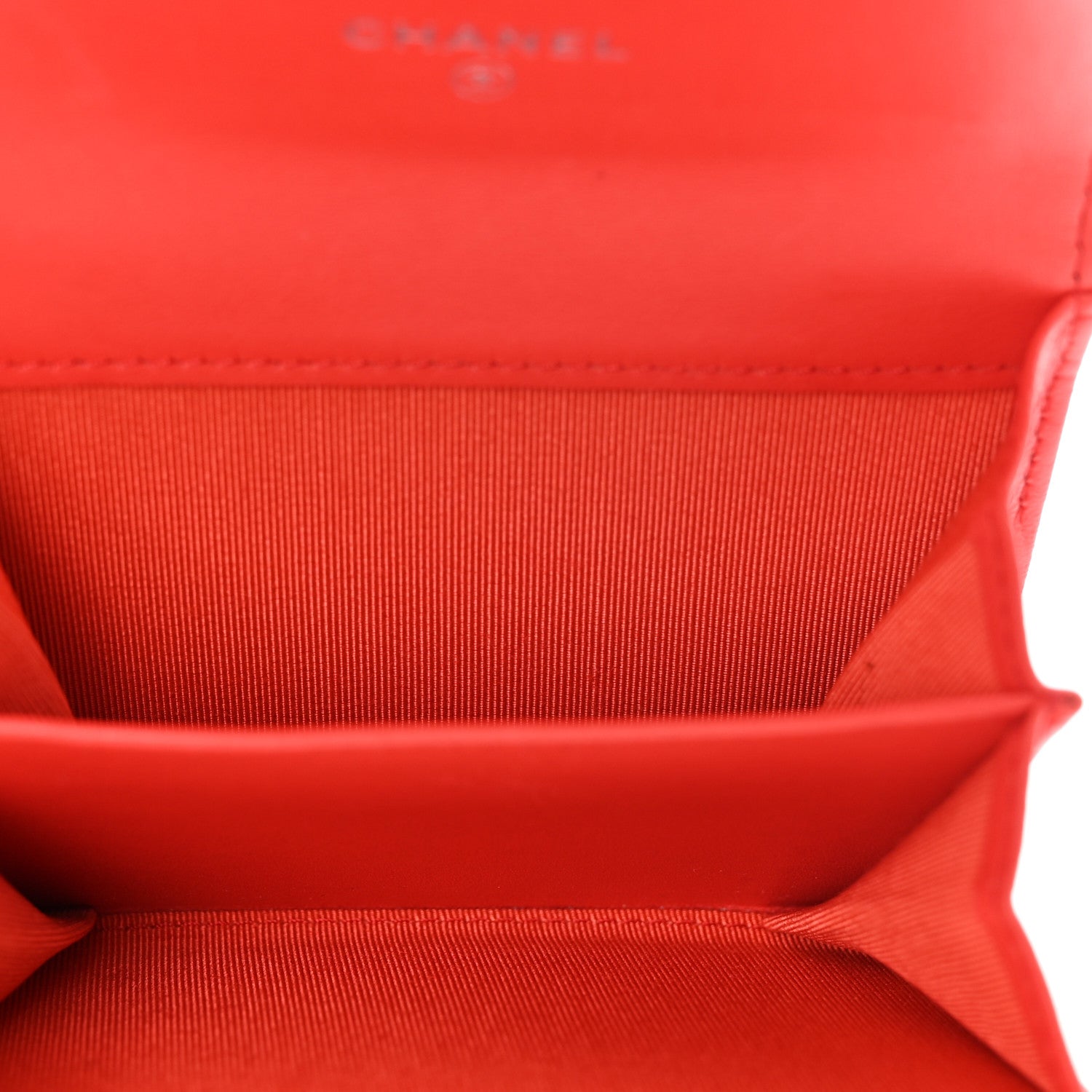 Chanel Lambskin Quilted Flap Card Holder Wallet Red 5 of 9