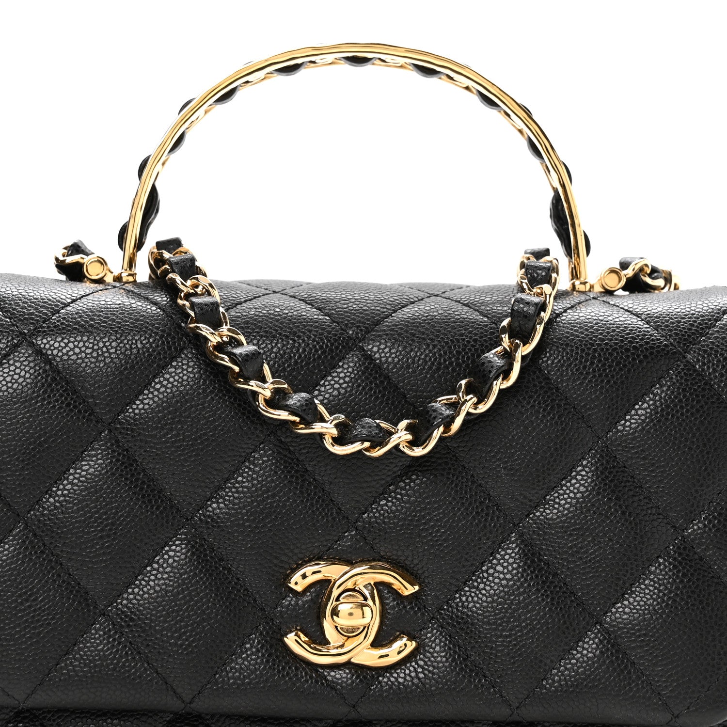 Chanel Caviar Quilted Metal Top Handle Mini Flap Black 8 of 11