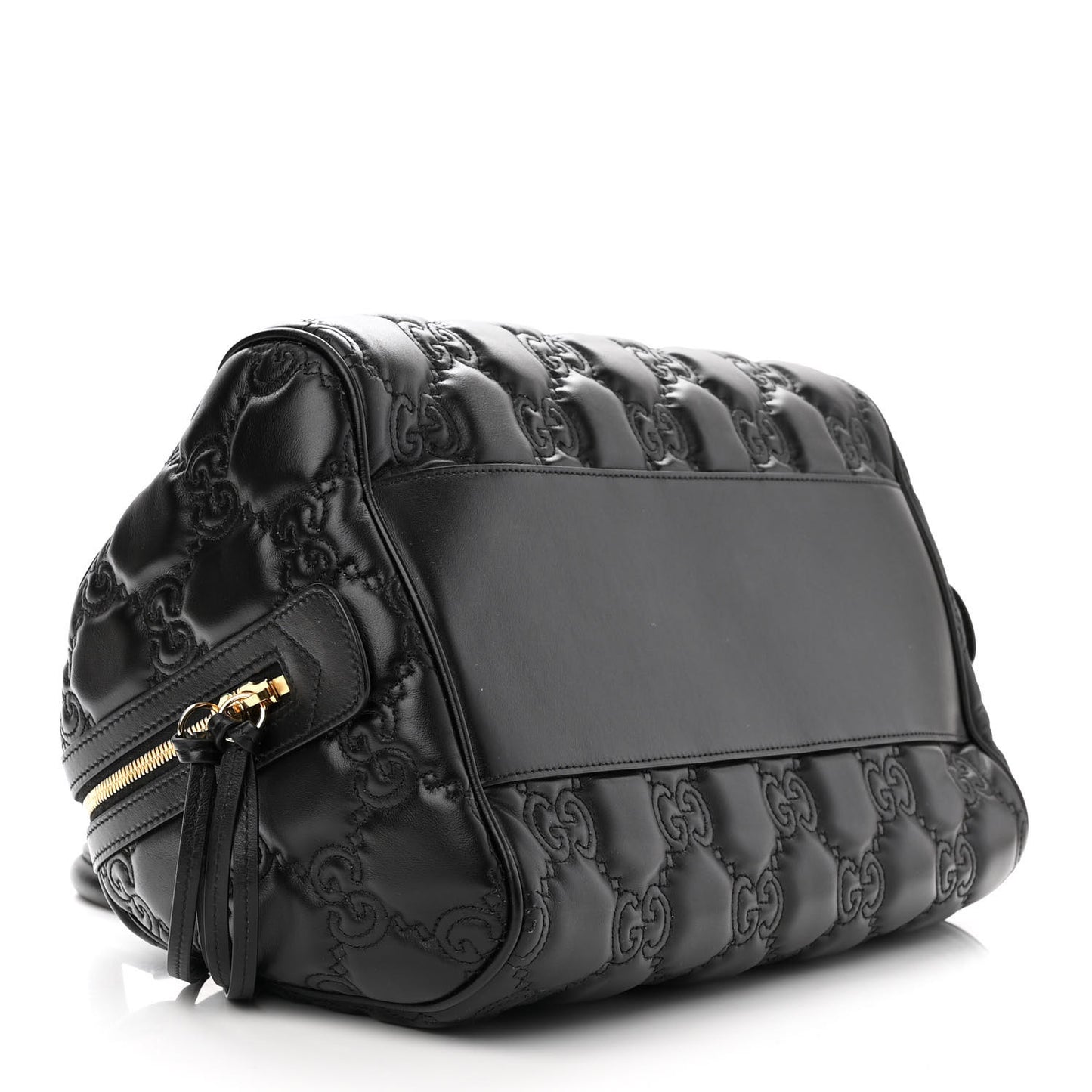Calfskin GG Matelasse Medium Bowler Bag Black Natural