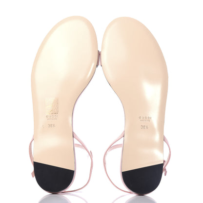Gucci Lifford Calfskin GG Marmont Ankle Wrap Flat Sandals 38.5 Perfect Pink 6 of 10