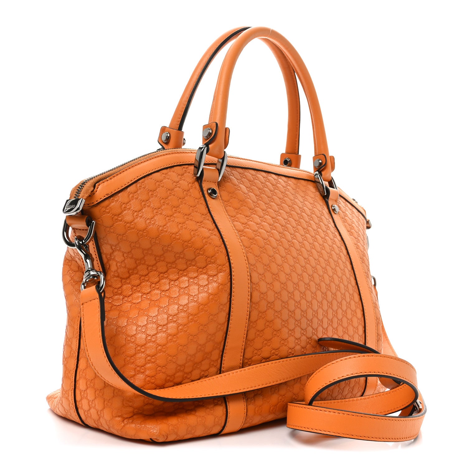 Gucci Microguccissima Medium GG Charm Dome Satchel Orange 3 of 12
