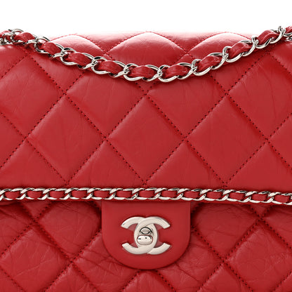 Chanel Crumpled Calfskin Medium Chain All Over Flap Red 8 of 11