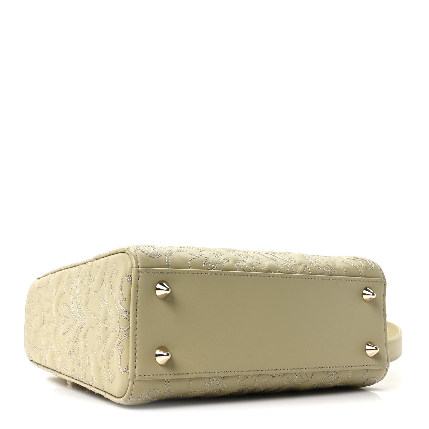 Calfskin Ornamental Embroidered Small Lady Dior Sage Green