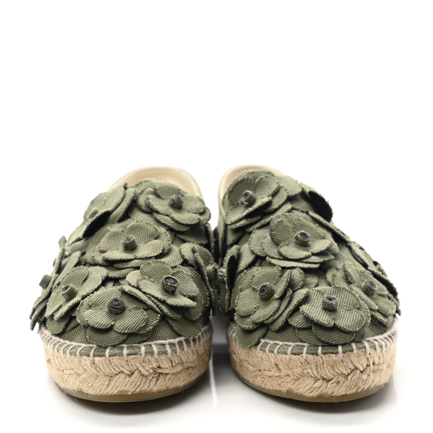 Chanel Fabric Camellia CC Espadrilles 40 Khaki 2 of 10