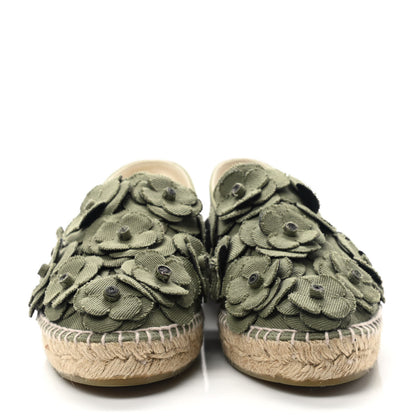 Chanel Fabric Camellia CC Espadrilles 40 Khaki 2 of 10