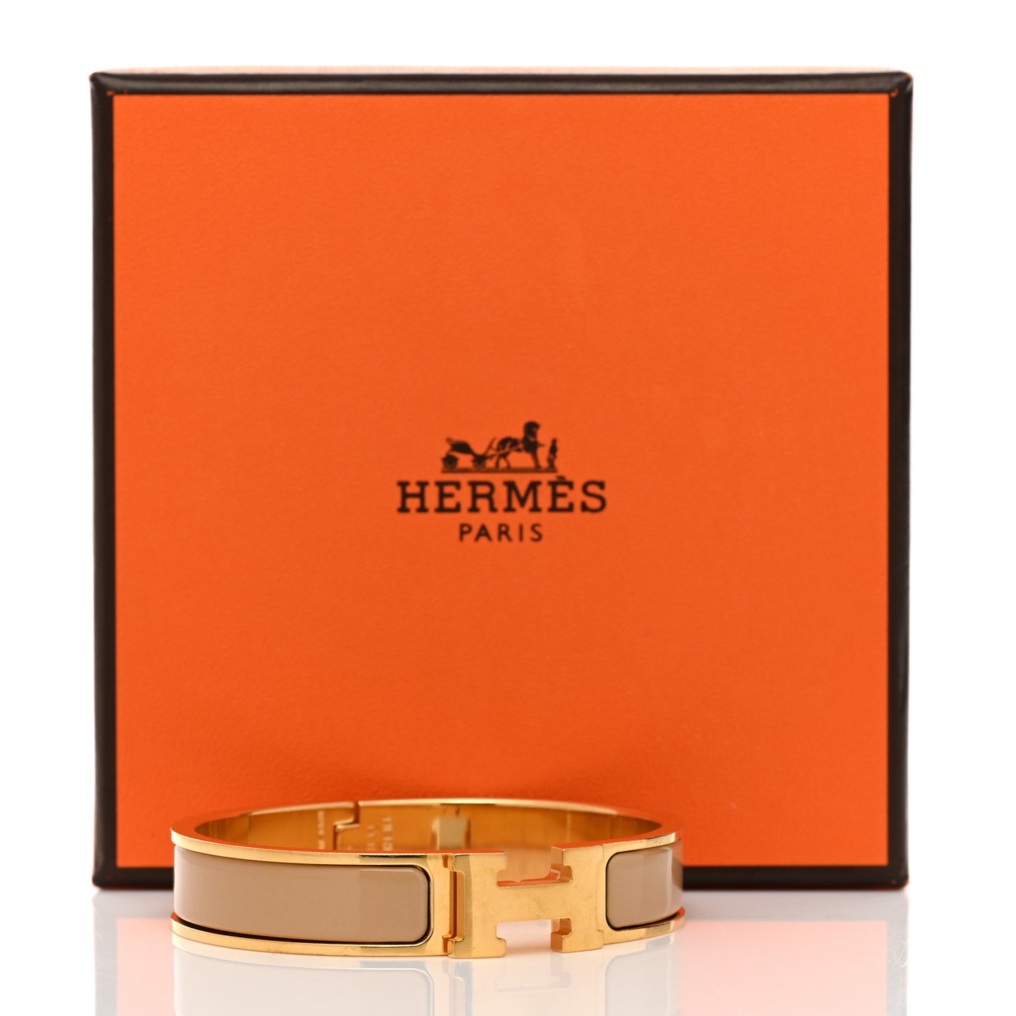 Enamel Narrow Clic Clac H Bracelet PM Beige Nacre