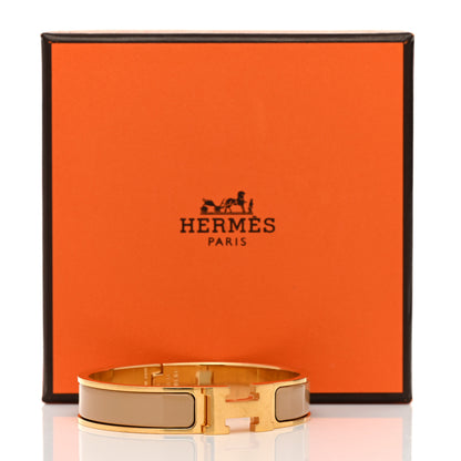 Hermes Enamel Narrow Clic Clac H Bracelet PM Beige Nacre 5 of 5