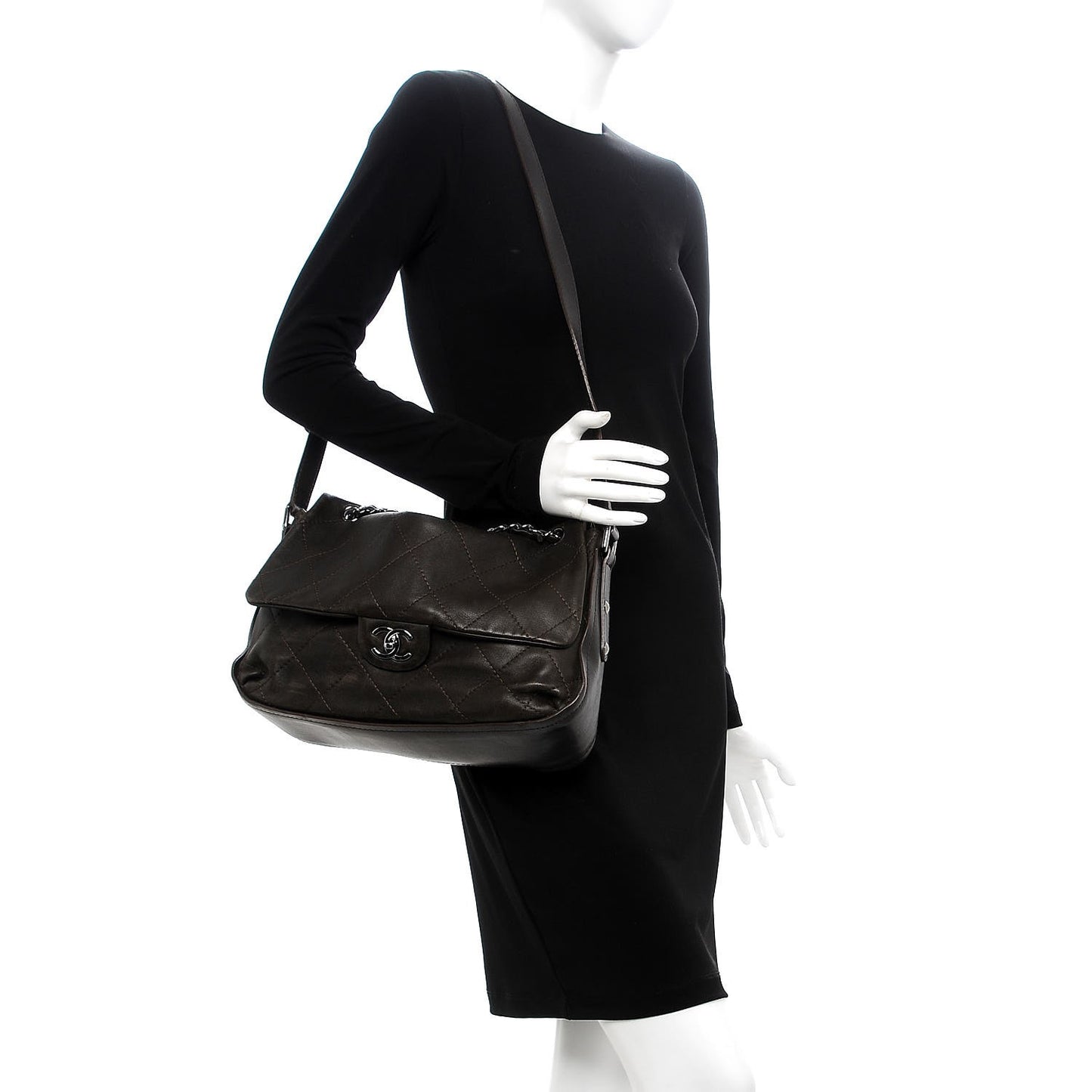 Lambskin Stitched Messenger Bag Brown