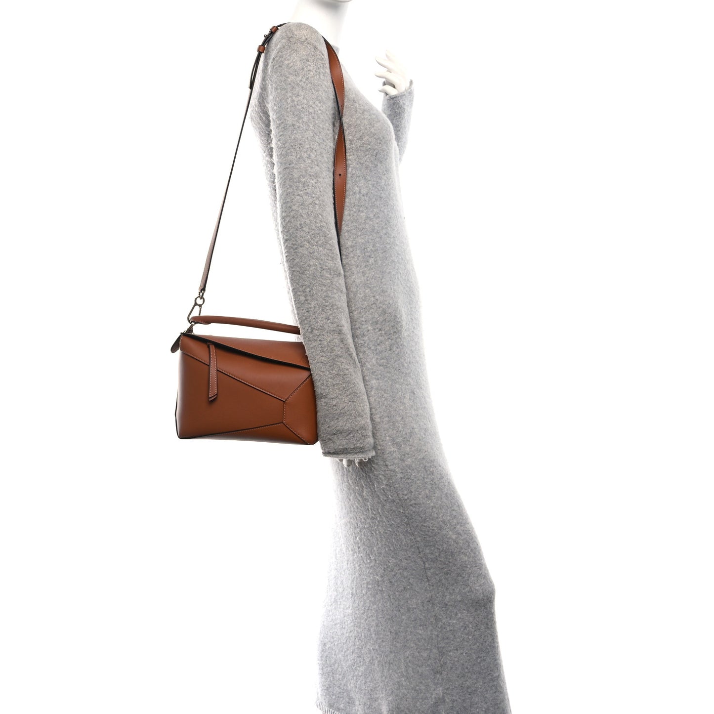 Calfskin Small Puzzle Edge Bag Tan
