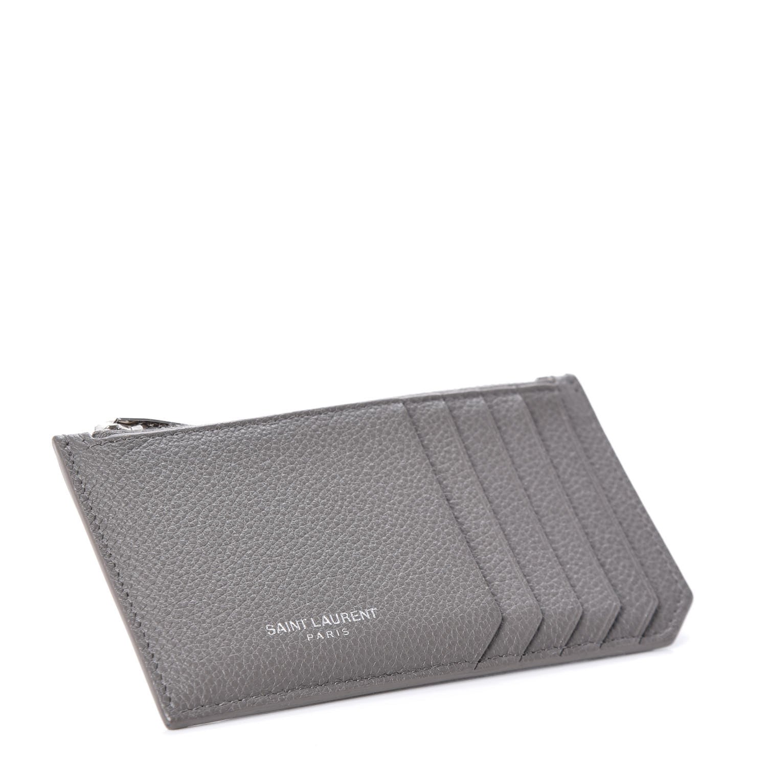Saint Laurent Grained Calfskin 5 Fragments Zip Pouch Card Holder Earth 4 of 6