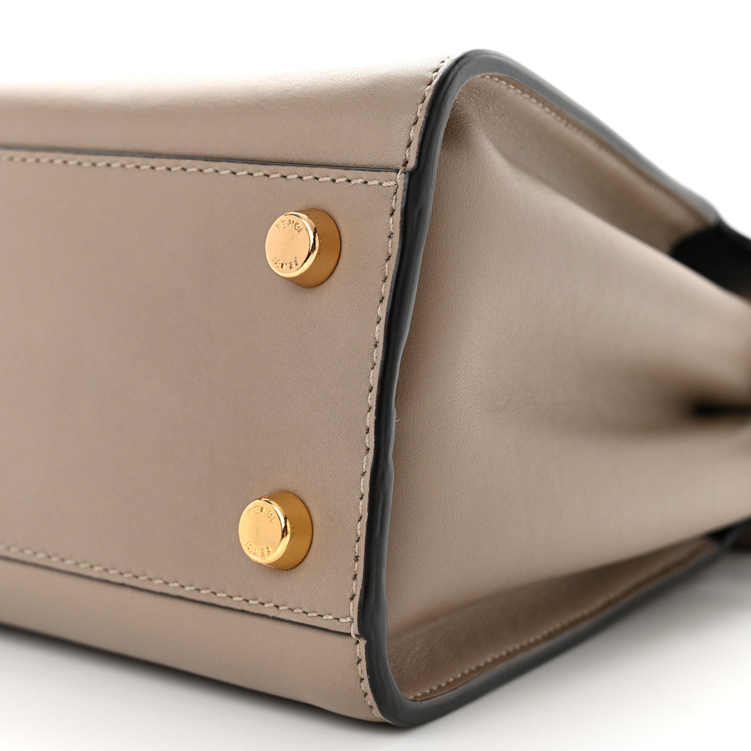 Fendi Vitello Tahiti Burro Medium Peekaboo Iconic Essentially Satchel Tortora Black 11 of 12