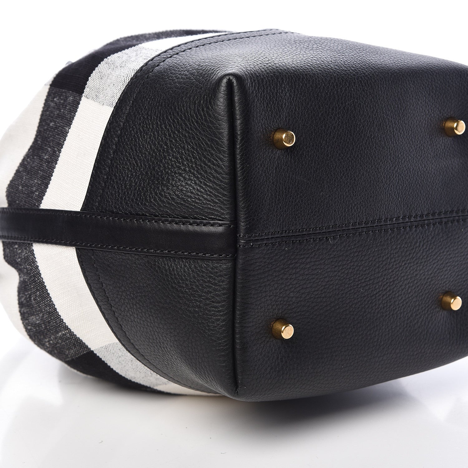 Burberry Canvas House Check Small Bucket Black White 10 of 12