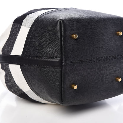 Burberry Canvas House Check Small Bucket Black White 10 of 12