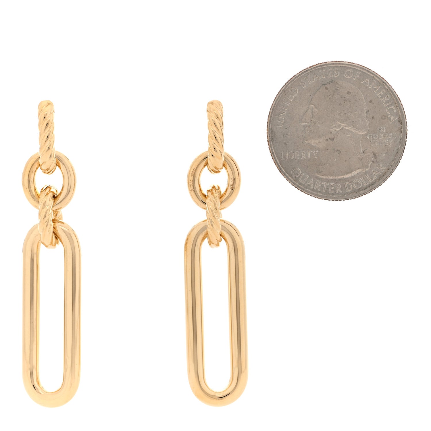 David Yurman 18K Yellow Gold Lexington Double Link Drop Earrings 2 of 6