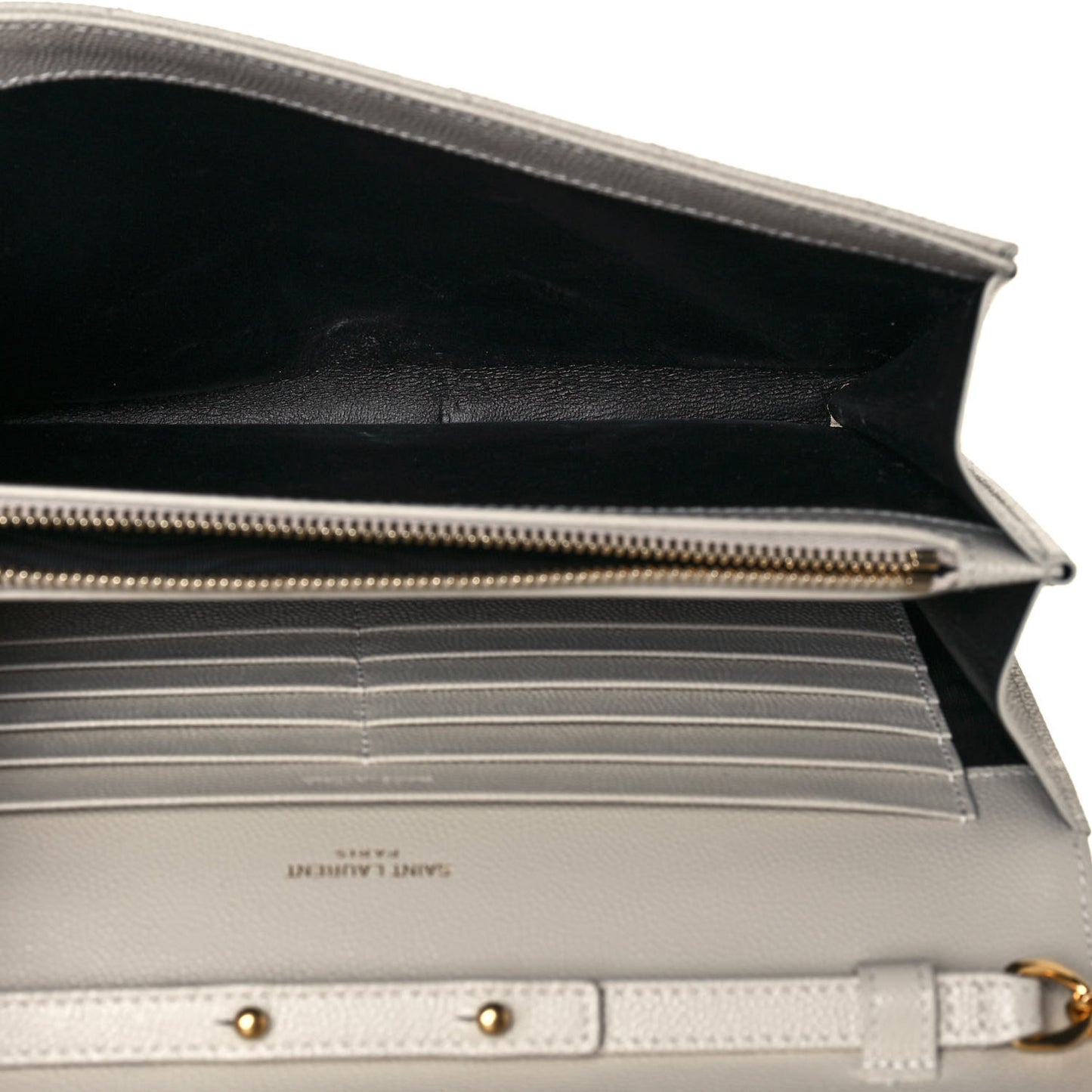 Grain De Poudre Matelasse Chevron Monogram Chain Wallet Crema Soft