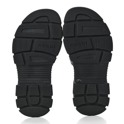 Gucci Nappa Grosgrain Logo Mens Velcro Chunky Slide Sandals 7 Black 5 of 7