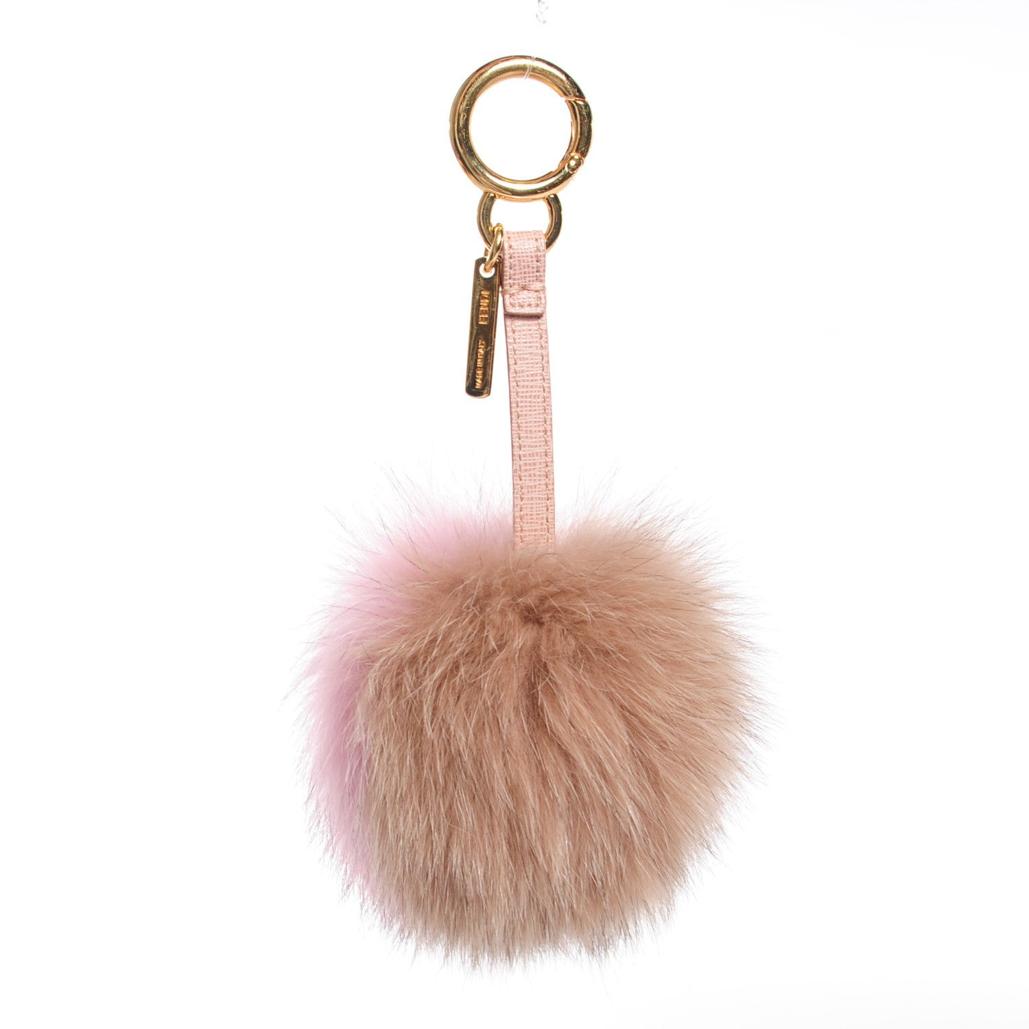 Fendi Fox Fur Pom Pom Bag Charm Beige Light Pink 3 of 7