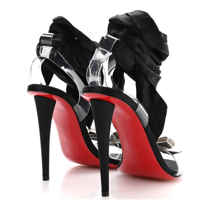 Christian Louboutin Satin Crystal PVC Astrinodo 100 Sandals 39.5 Black 5 of 8