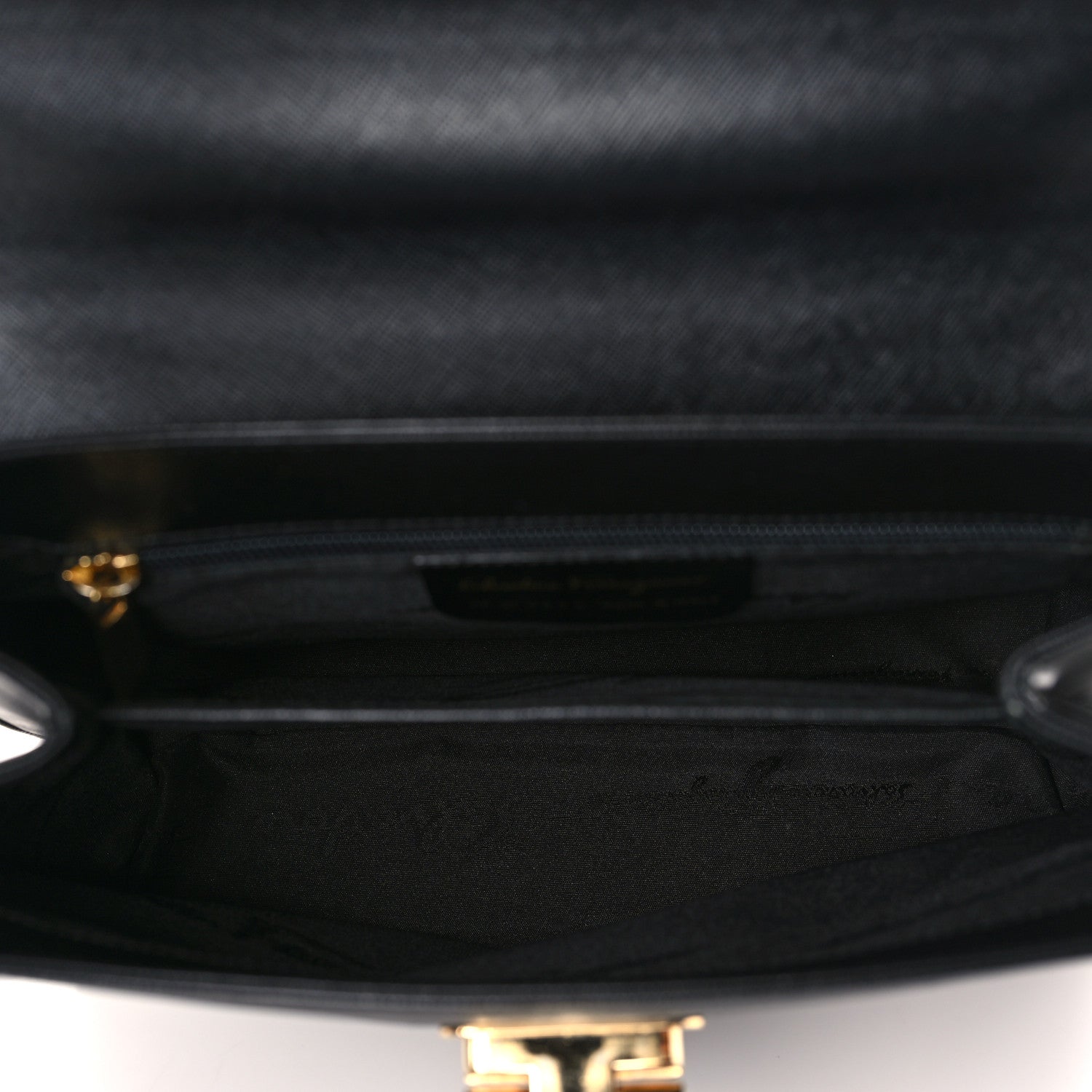 Salvatore Ferragamo Hammered Calfskin Top Handle Bag Black 5 of 10