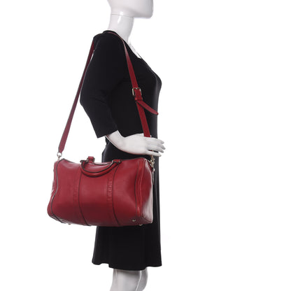 Gucci Calfskin Microguccissima Trim Medium Boston Raspberry Red 2 of 11