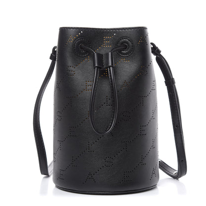 Stella McCartney Perforated Eco Alter Nappa Mini Bucket Bag Black 1 of 9