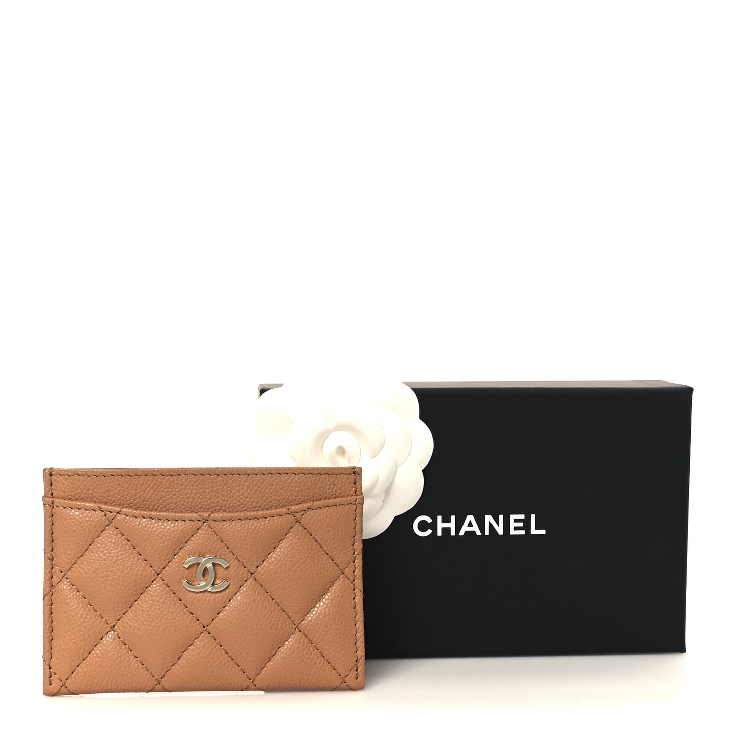 Caviar Quilted Card Holder Brown