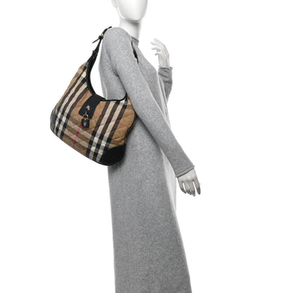 Burberry House Check Quilted Brook Hobo Black 3 of 11