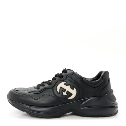 Gucci Dali Soft Calfskin Cut Out Interlocking G Mens Rhyton Sneakers 11 Black Ivoire 1 of 10