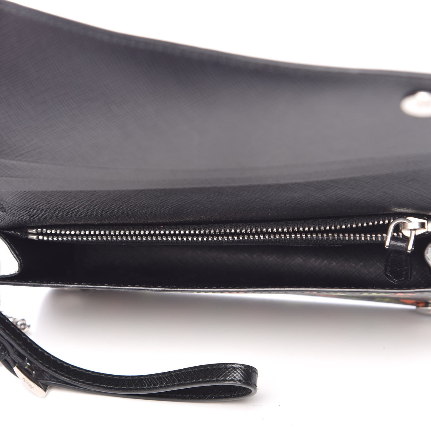 Saffiano Palm Tree Print Chain Wallet Black
