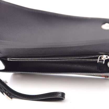 Prada Saffiano Palm Tree Print Chain Wallet Black 5 of 7
