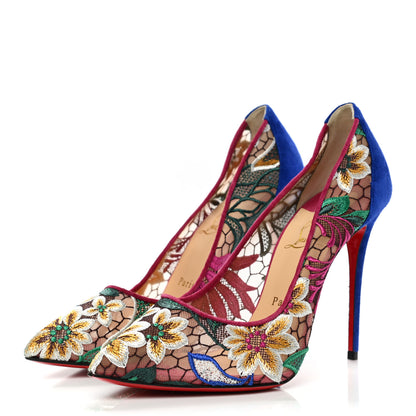 Christian Louboutin Lace Veau Velours Florale Follies 100 Pumps 39 Multicolor 3 of 7