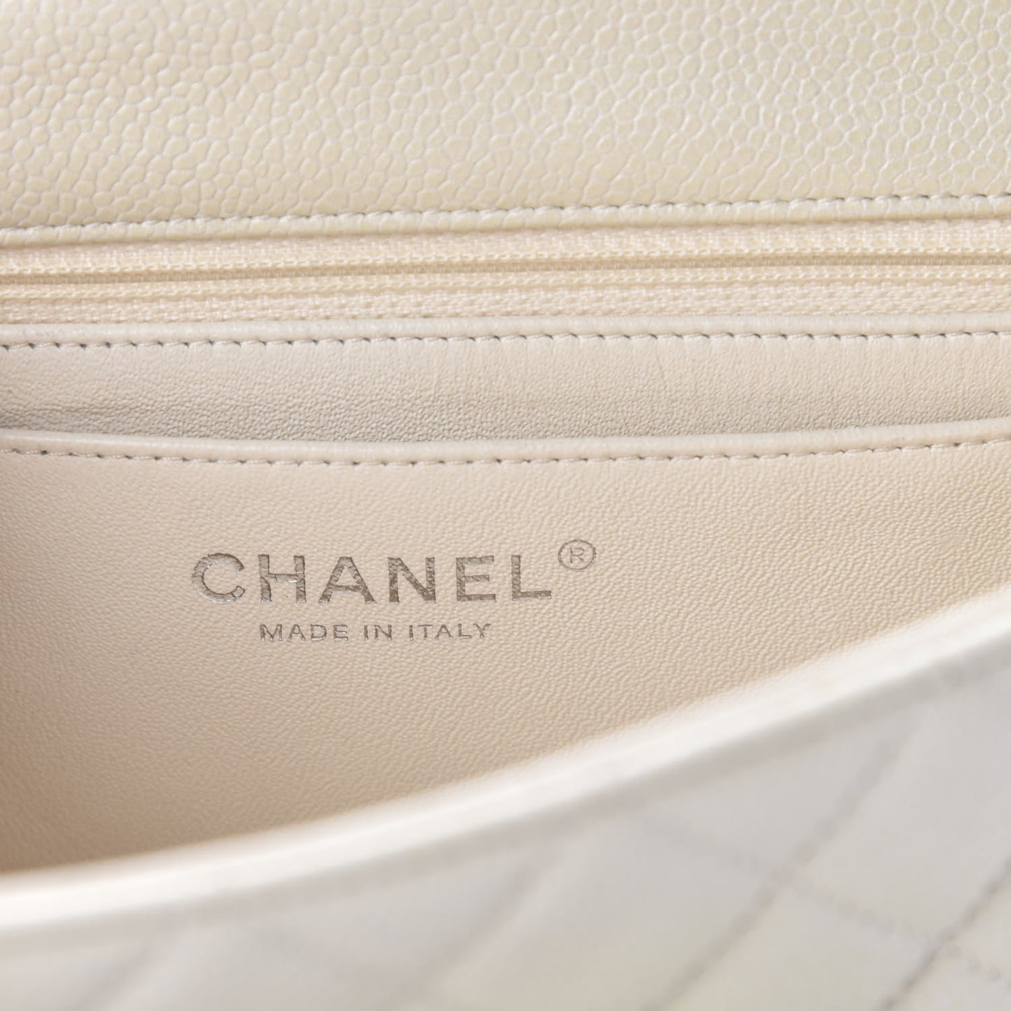 Caviar Quilted Mini Rectangular Flap White