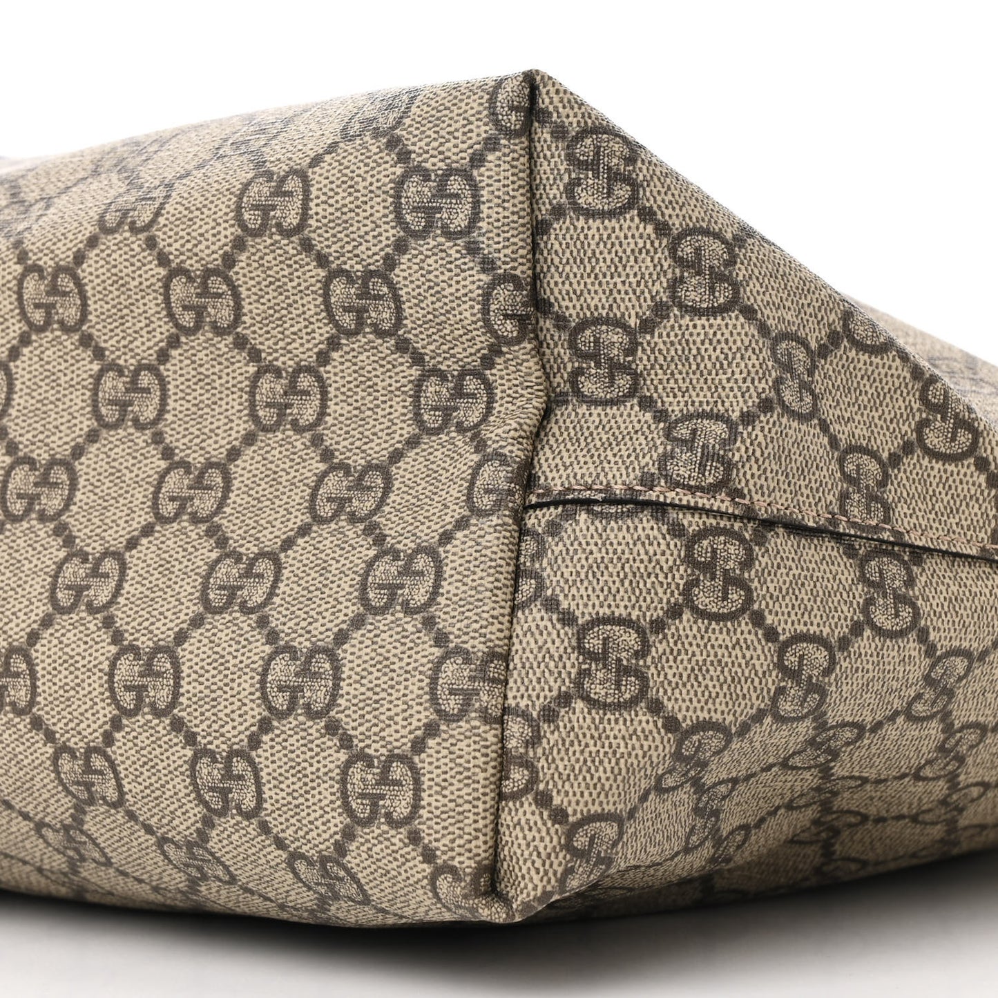 GG Supreme Monogram Textured Dollar Calfskin Web Medium Ophidia Shopping Tote Beige Ebony Mystic White