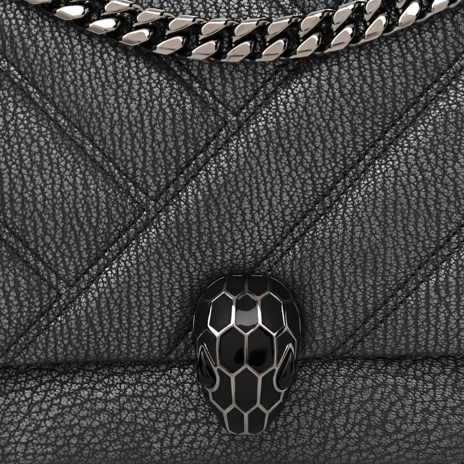 Bulgari Diamond Goatskin Matelasse Mini Serpenti Cabochon Crossbody Charcoal 7 of 9