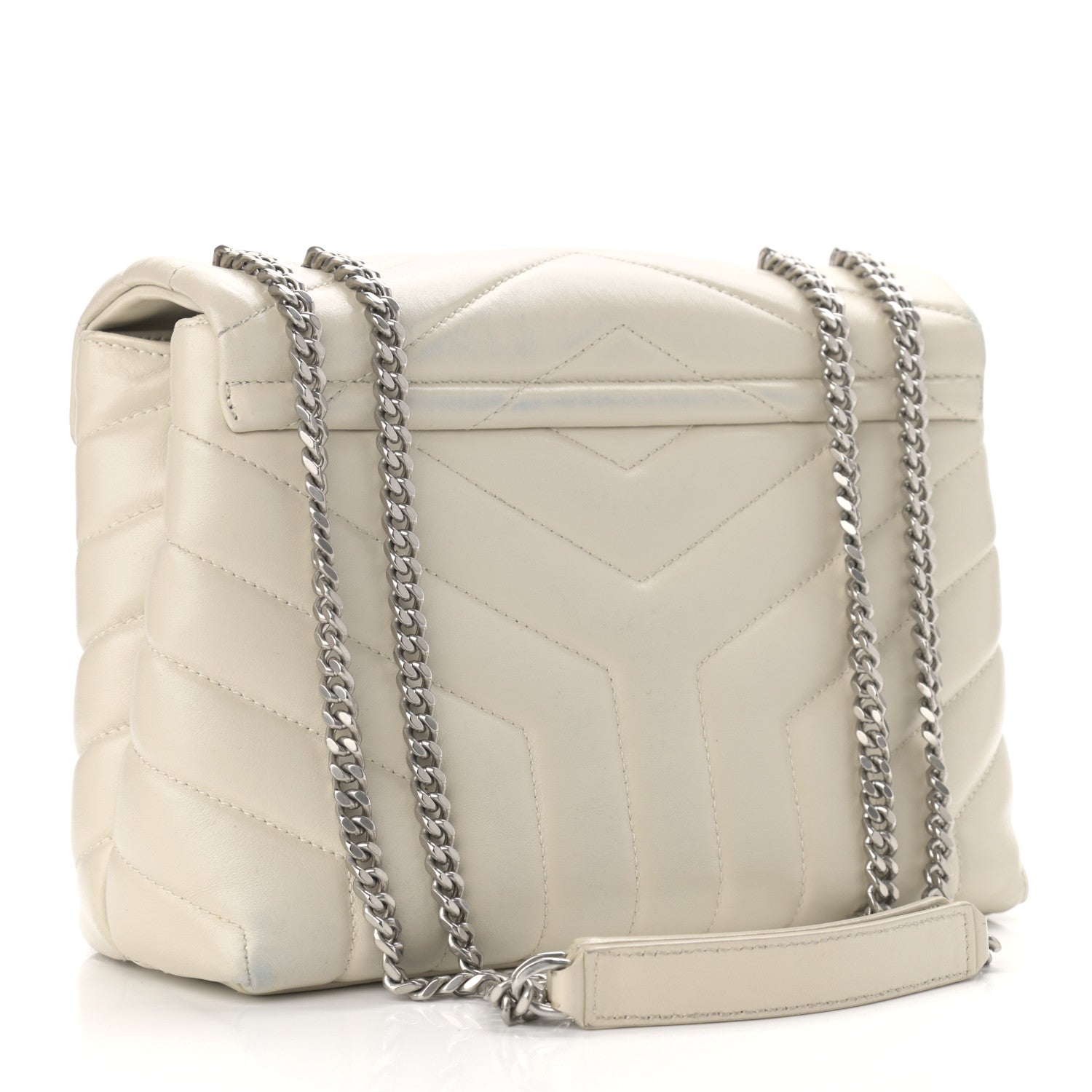 Saint Laurent Calfskin Y Quilted Monogram Small Loulou Chain Satchel Crema Soft 2 of 12